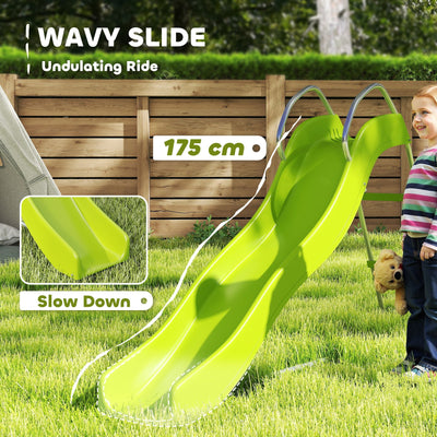 AIYAPLAY Freestanding Kids Slide with Climbing Ladder, Outdoor Playground Equipment for Children Ages 3-8 Years, Green 