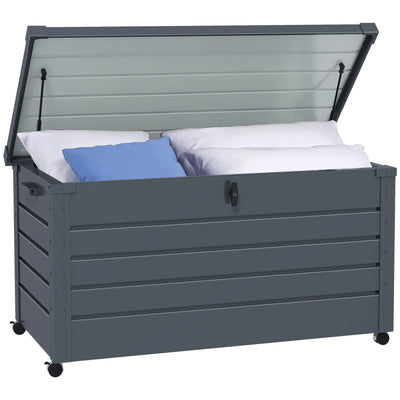Outsunny 311L Galvanised Steel Garden Storage Box, with Lock - Dark Grey 