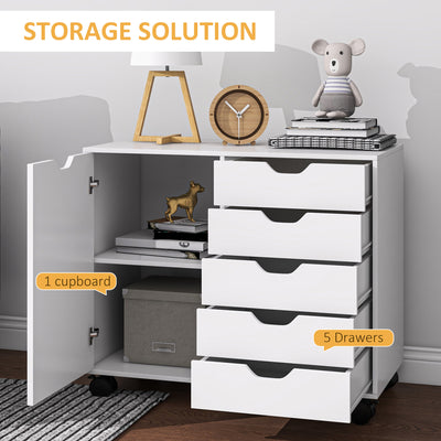 HOMCOM Multi-Storage Mobile Office Storage Cabinet - White 