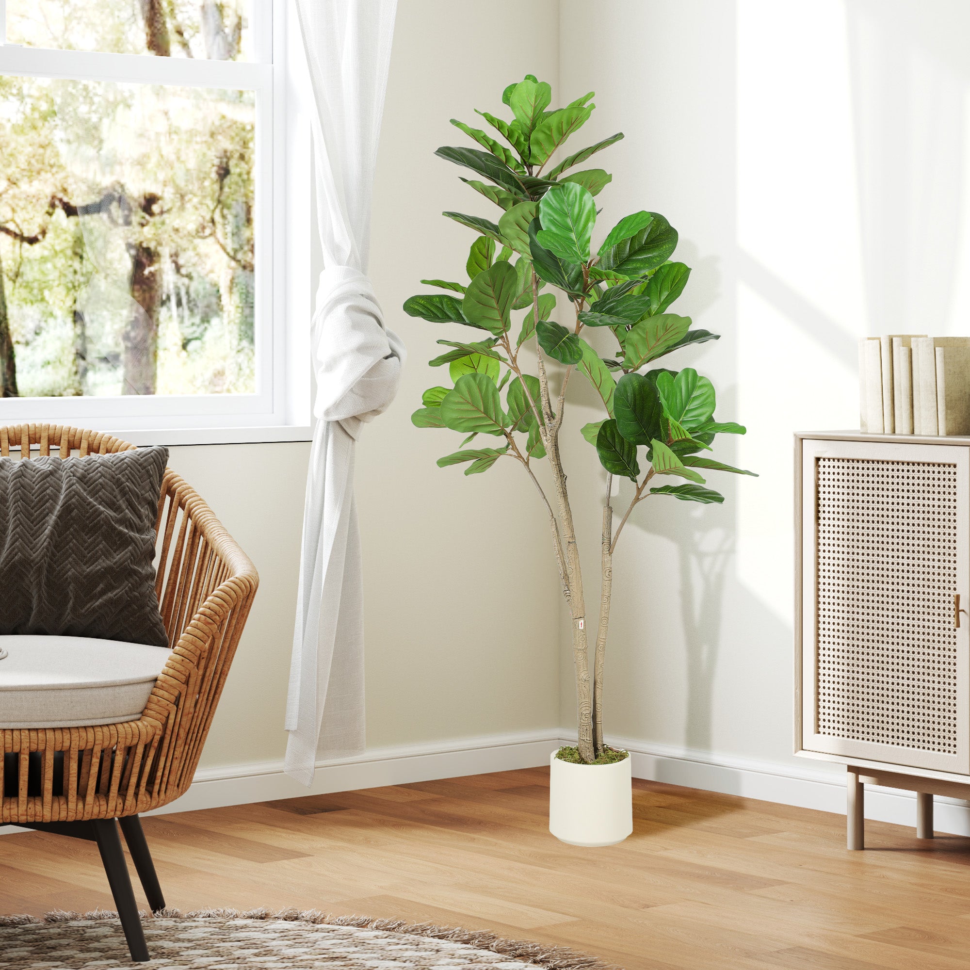 HOMCOM 150cm Artificial Ficus Tree - Green 