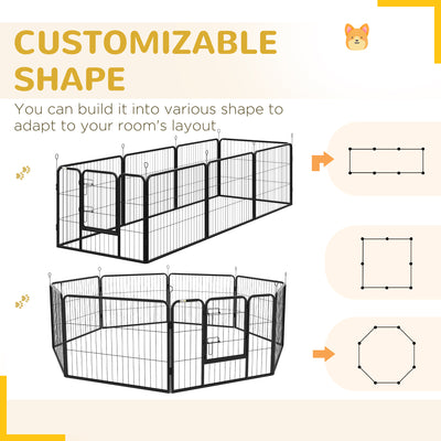 PawHut Steel 8 Panel Dog pen Pet Puppy PlayPen Black 