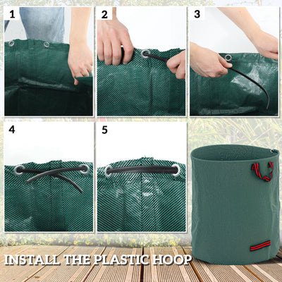 Outsunny Garden Waste Bags, 272L x 3 Heavy Duty Garden Bags, Foldable and Reusable Garden Sacks with Handles for Collecting Garden Waste, Plant waste grass and Leaves, Green 