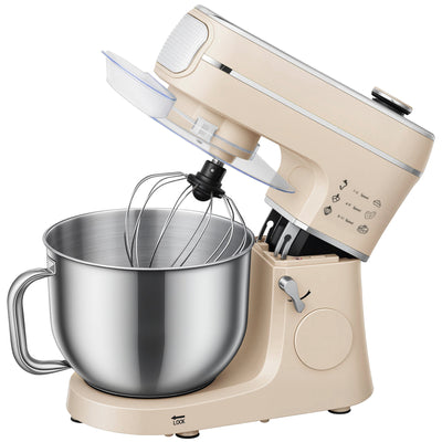 HOMCOM Stand Mixer, 6L 1400W Tilt-Head Food Mixer with 11 Speeds, Pulse & Fermentation Function, LED Display, Cream 
