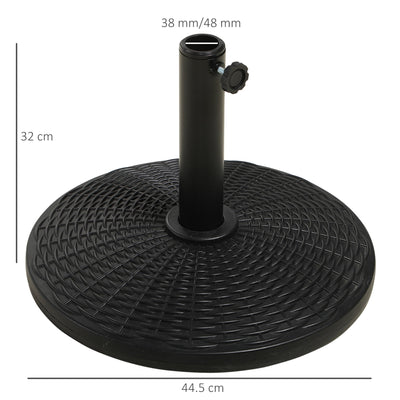 Outsunny 11.5 kg Plastic and Cement Rattan Pattern Parasol Base - Black 