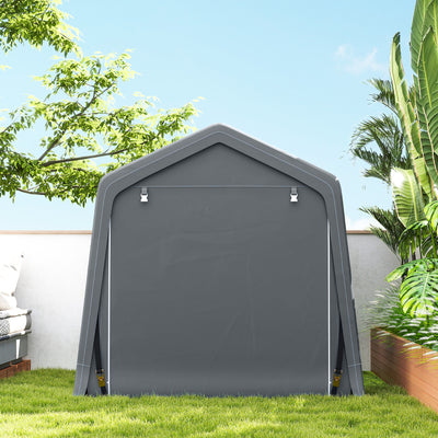 Outsunny 8 x 6.5 ft Outdoor Garden Storage Shed, Waterproof Bike Tent w/ Double Roll-up Zipper Door for Garden Tools, Dark Grey 