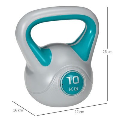 SPORTNOW Kettlebell, 10kg Kettle Bells with Handle for Home Gym Weight Lifting and Strength Training, Light Blue and Grey 