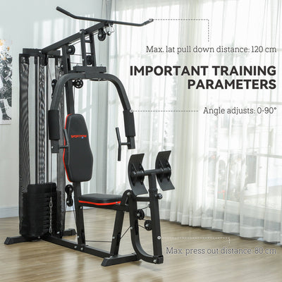 SPORTNOW Weights Machine, Multi Gym with 45kg Weight Stack, Compact Home Gym Leg Press Machine for Full Body Training 