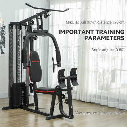 SPORTNOW Weights Machine, Multi Gym with 45kg Weight Stack, Compact Home Gym Leg Press Machine for Full Body Training 