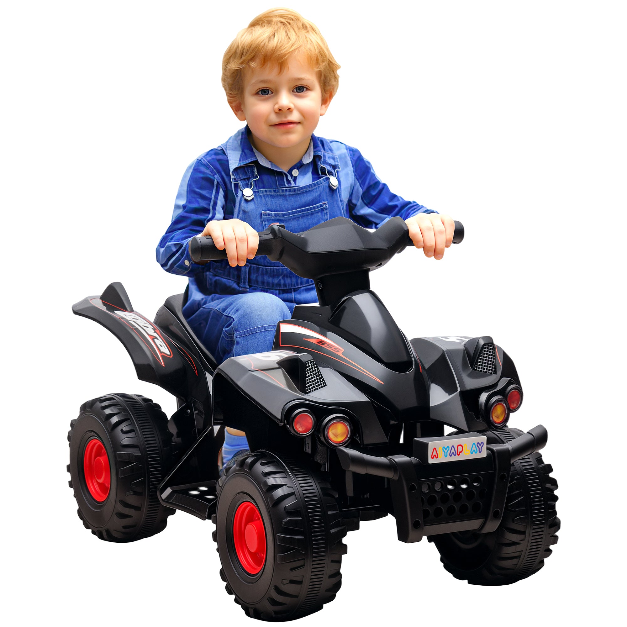 AIYAPLAY 6V Kids Electric Quad Bike w/ Music, Forward Function, for 2-6 Years, Black 