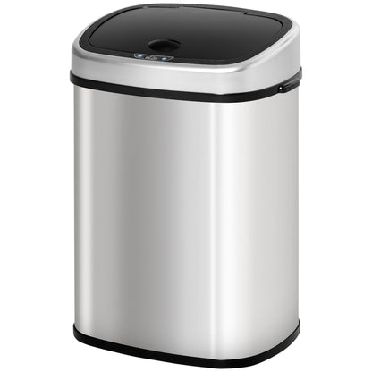 HOMCOM Stainless Steel Kitchen Sensor Dustbin Automatic Touchless Rubbish Garbage Waste Bin 48L Silver 