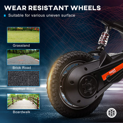 HOMCOM 24V Electric Motorbike with Twist Grip Throttle, Music, Horn, 12" Pneumatic Tyres, 16km/h Max Speed - Red 