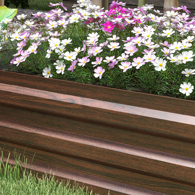 Outsunny 60 x 240cm Galvanised Steel Planter, with Open Bottom, Brown 