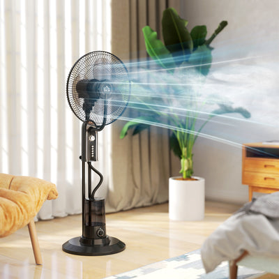 HOMCOM Pedestal Fan with Water Mist Spray, Spray Misting Fan with 70° Oscillation, Tilt Head, 4 Speeds, 3 Modes, Adjustable Mist, 3.2L Water Tank, for Home, 120 cm 