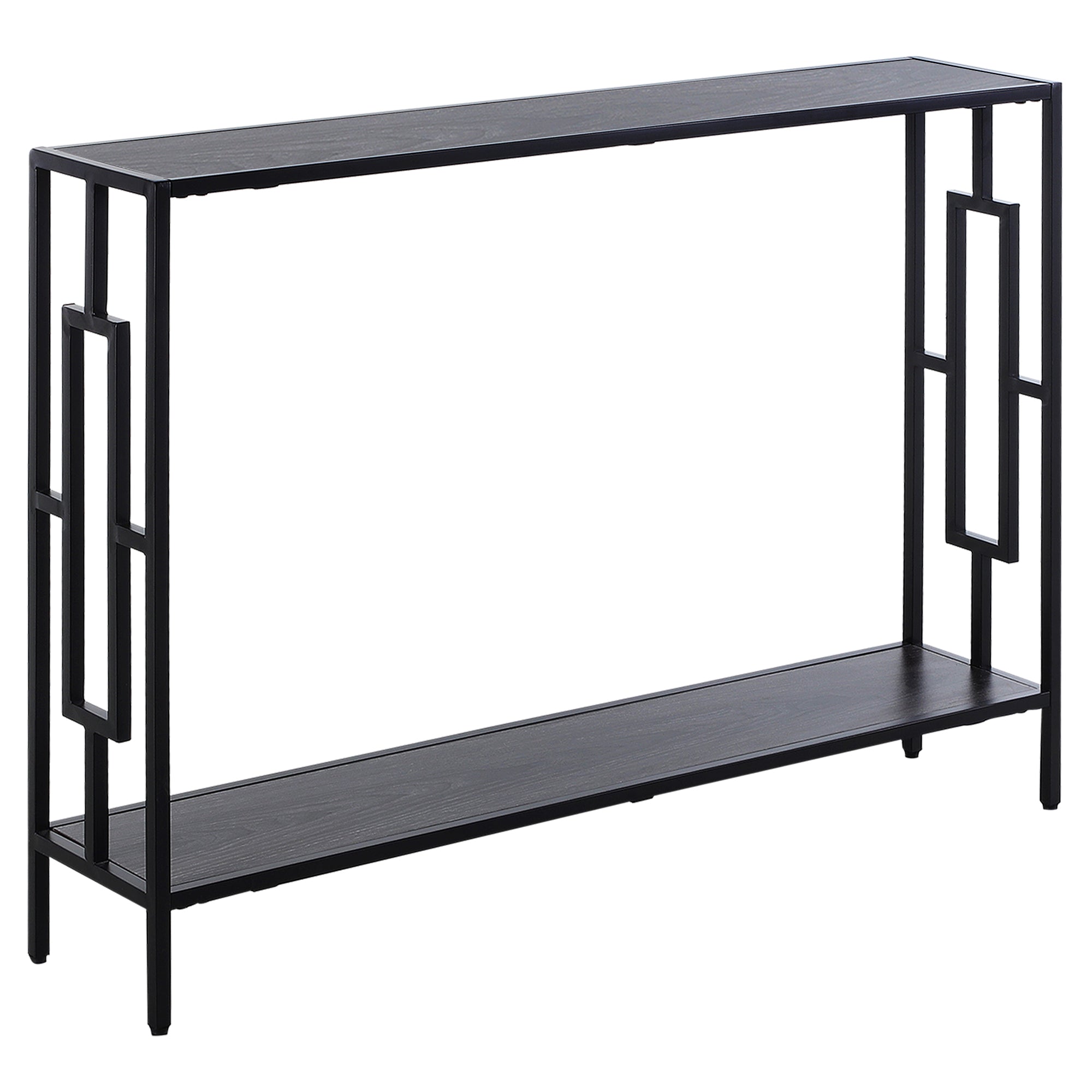 HOMCOM Industrial Console Table with Storage Shelf, Narrow Hallway Dressing Desk with Metal Frame for Living Room, Bedroom, Grey and Black 