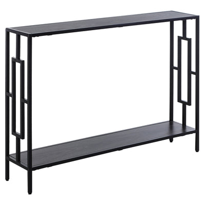 HOMCOM Industrial Console Table with Storage Shelf, Narrow Hallway Dressing Desk with Metal Frame for Living Room, Bedroom, Grey and Black 