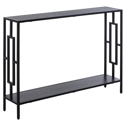 HOMCOM Industrial Console Table with Storage Shelf, Narrow Hallway Dressing Desk with Metal Frame for Living Room, Bedroom, Grey and Black 