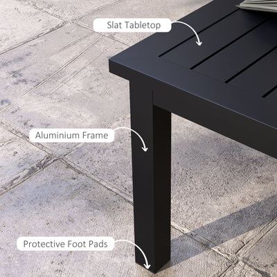 Outsunny 100cm x 60cm Aluminium Outdoor Coffee Table - Black 
