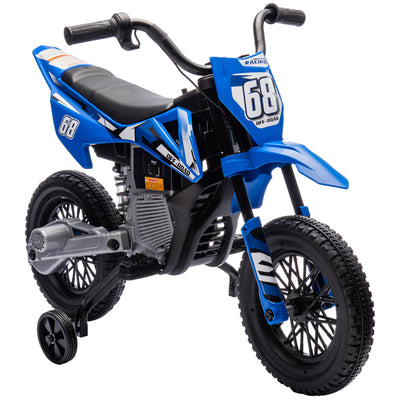 AIYAPLAY 12V Kids Electric Motorbike, Kids Electric Ride on motorcycle w/ Twist Grip Throttle, Training Wheels, Blue 