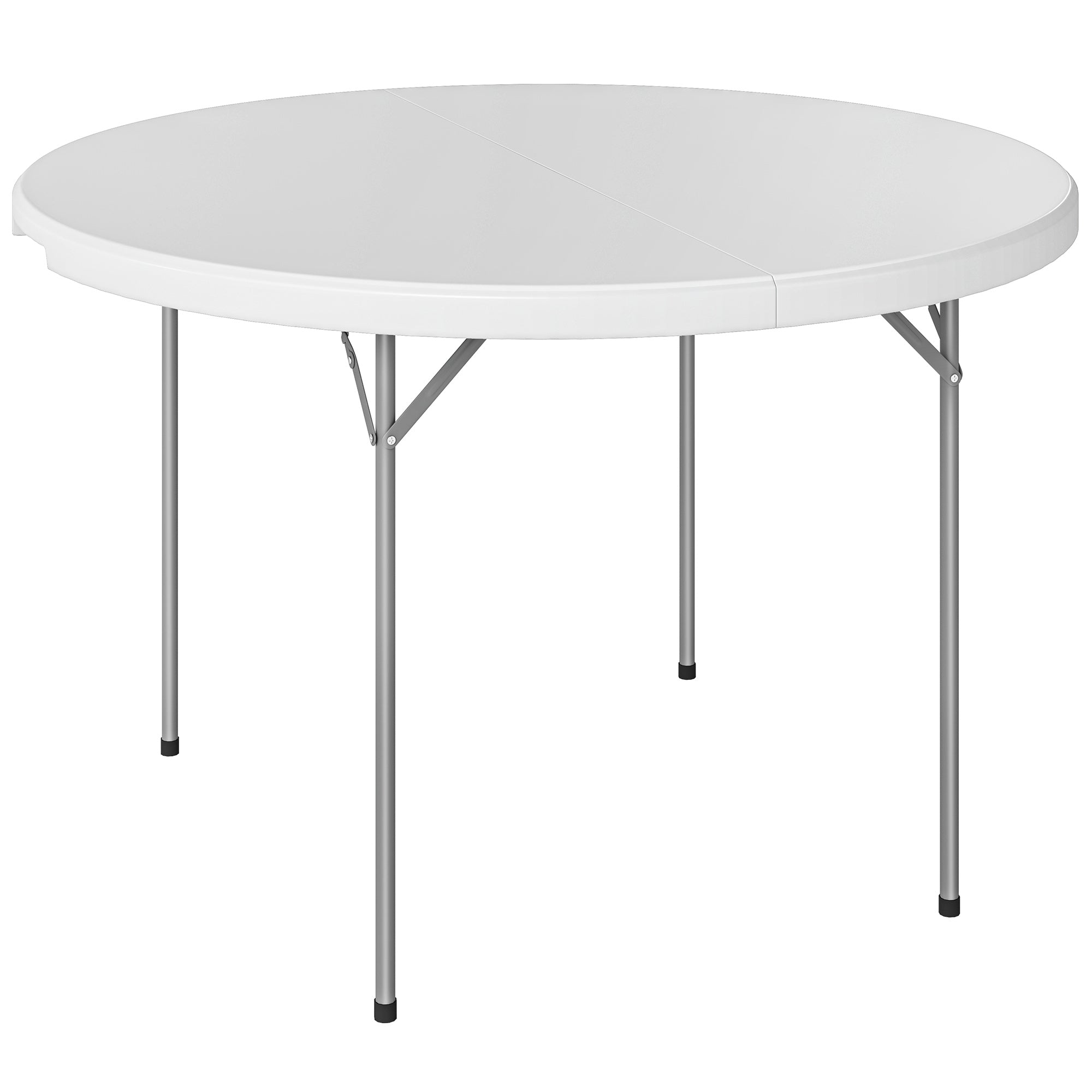 Outsunny 4ft Folding Picnic Table, Camping Table with Non-slip Foot Pads and Metal Frame, 100 kg Load, for Garden, White 