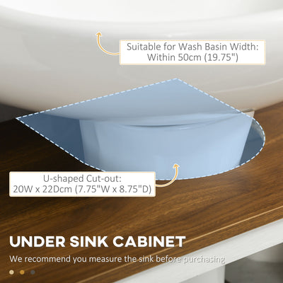 kleankin Under Sink Cabinet Bathroom Vanity Unit with Double Doors and Storage Shelves, 60 x 30 x 60cm, White 