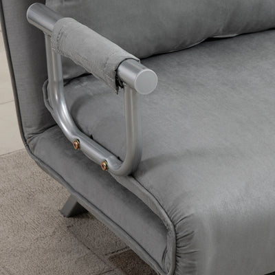 HOMCOM Two-Seater Click-Clack Sofa Bed - Light Grey 