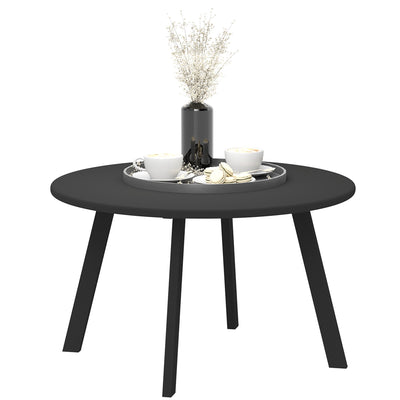 Outsunny 70cm Round Coffee Table, Outdoor Garden Table with Non-Slip Foot Pads and Metal Frame for Garden, Terrace, Balcony, Living Room, Black 