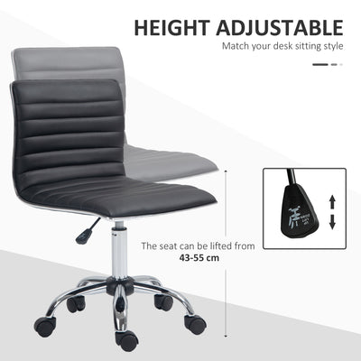 HOMCOM Adjustable Swivel Office Chair with Armless Mid-Back in PU Leather and Chrome Base - Black 