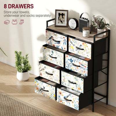 HOMCOM 8-Drawer Chest of Drawers - White 