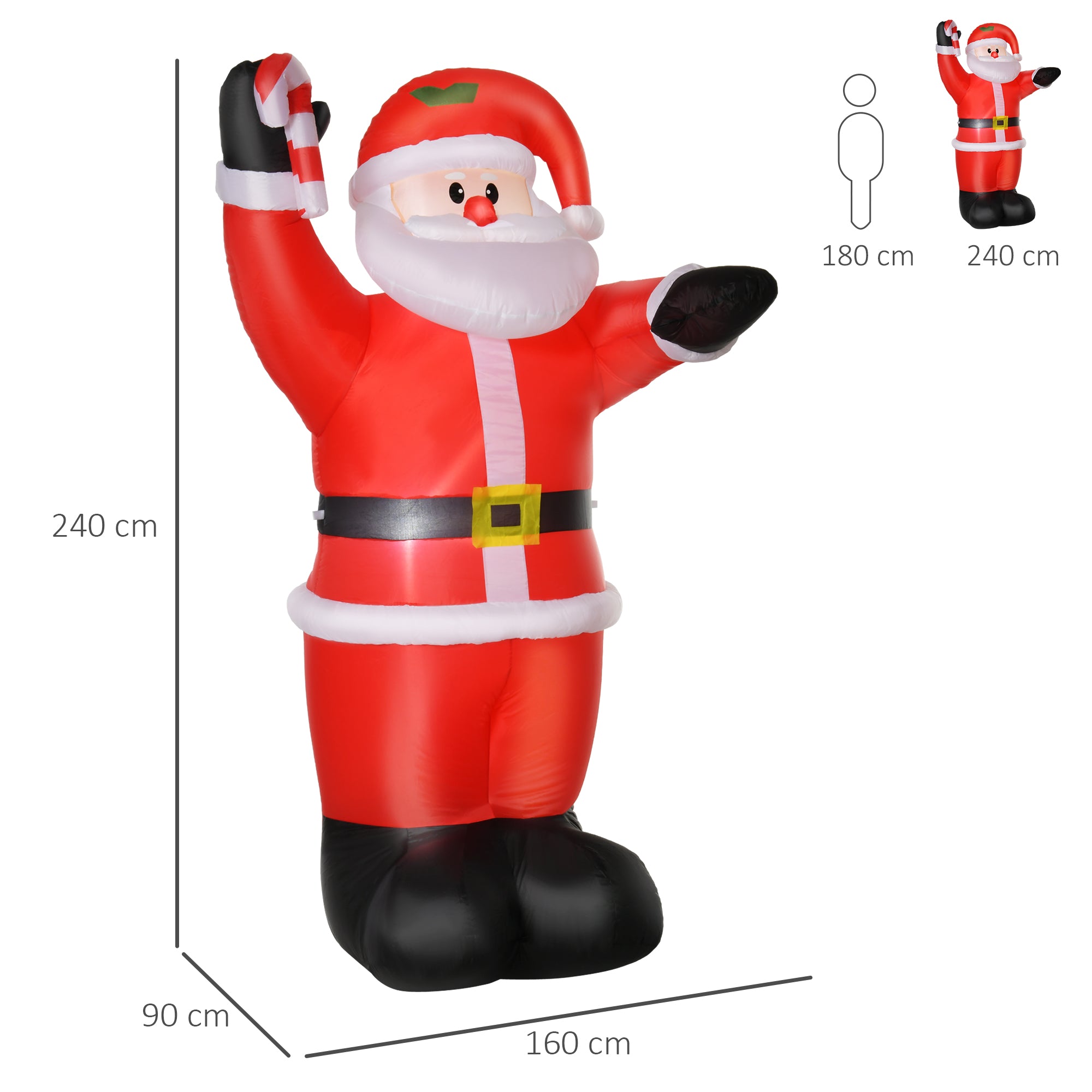 HOMCOM Inflatable Christmas Santa Claus Air Blown Decoration Yard 
