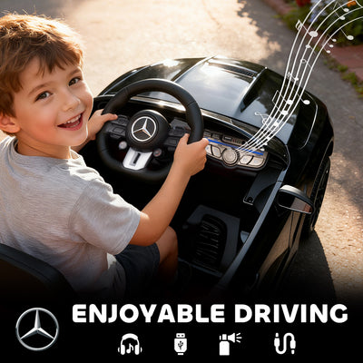AIYAPLAY Licensed Mercedes AMG Kids Electric Car, 12V Ride On Car with Dual Motors, Remote Control for 3-6 Years, Black 