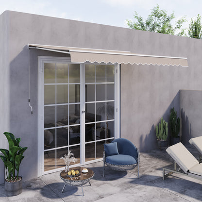 Outsunny 3.5Lx2.5M Retractable Manual/Electric Awning-Cream White/White 