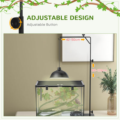 PawHut 86-129Hcm Adjustable Height and Length Reptile Lamp Stand Holder with Hook Hanging, Base - Black 