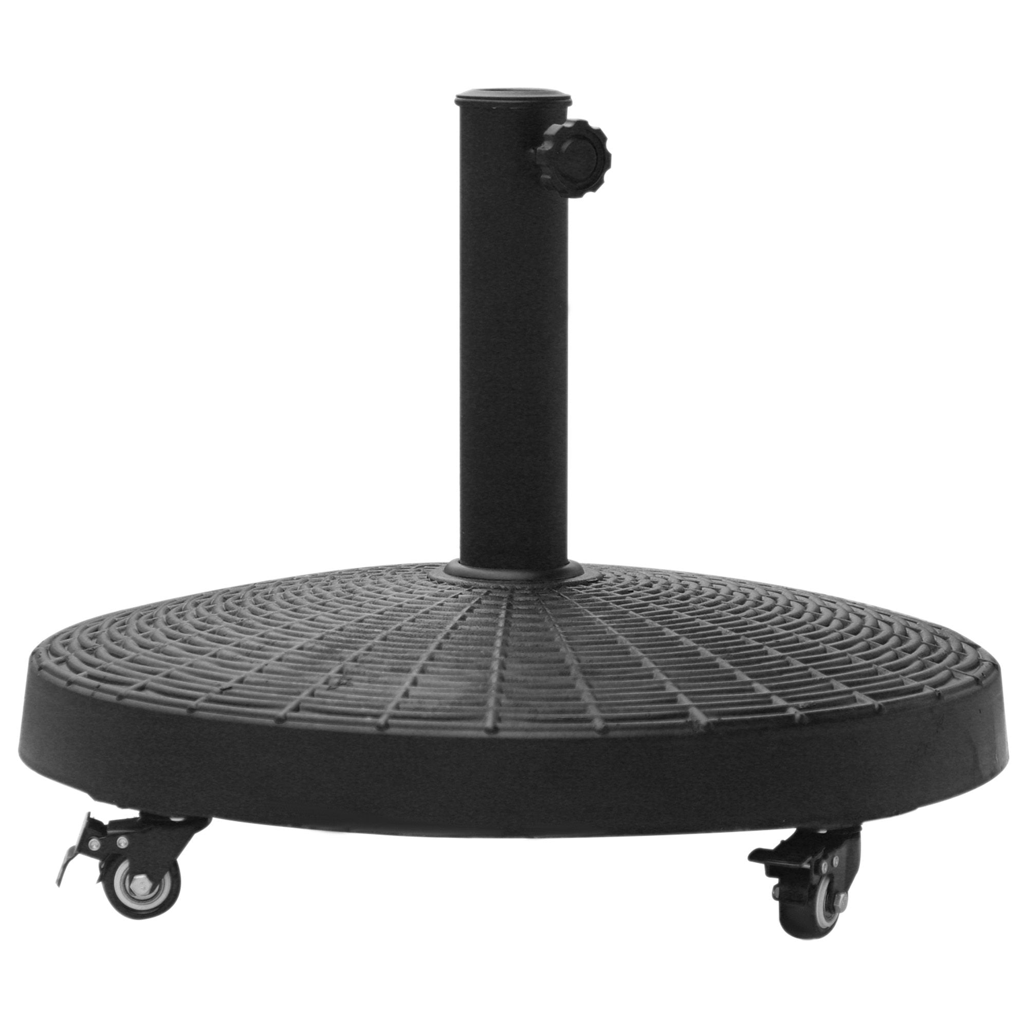 Outsunny 22.7kg Resin Patio Parasol Base Umbrella Stand Weight Deck Garden Sunshade Holder Round w/ Wheels Brakes Outdoor 