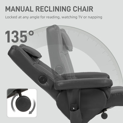 HOMCOM Faux Leather Massage Recliner Chair, with Storage Ottoman - Black 