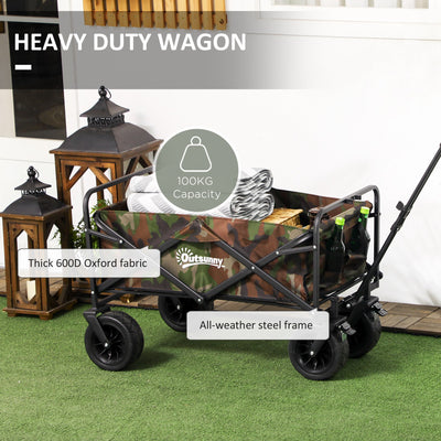 Outsunny 95L Folding Steel Frame Garden Trolley, with Handle - Multicolour 