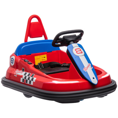HOMCOM 6V Electric Kids Bumper Car, 6V Spin Waltz Car, with Music, Horn, Lights - Red 