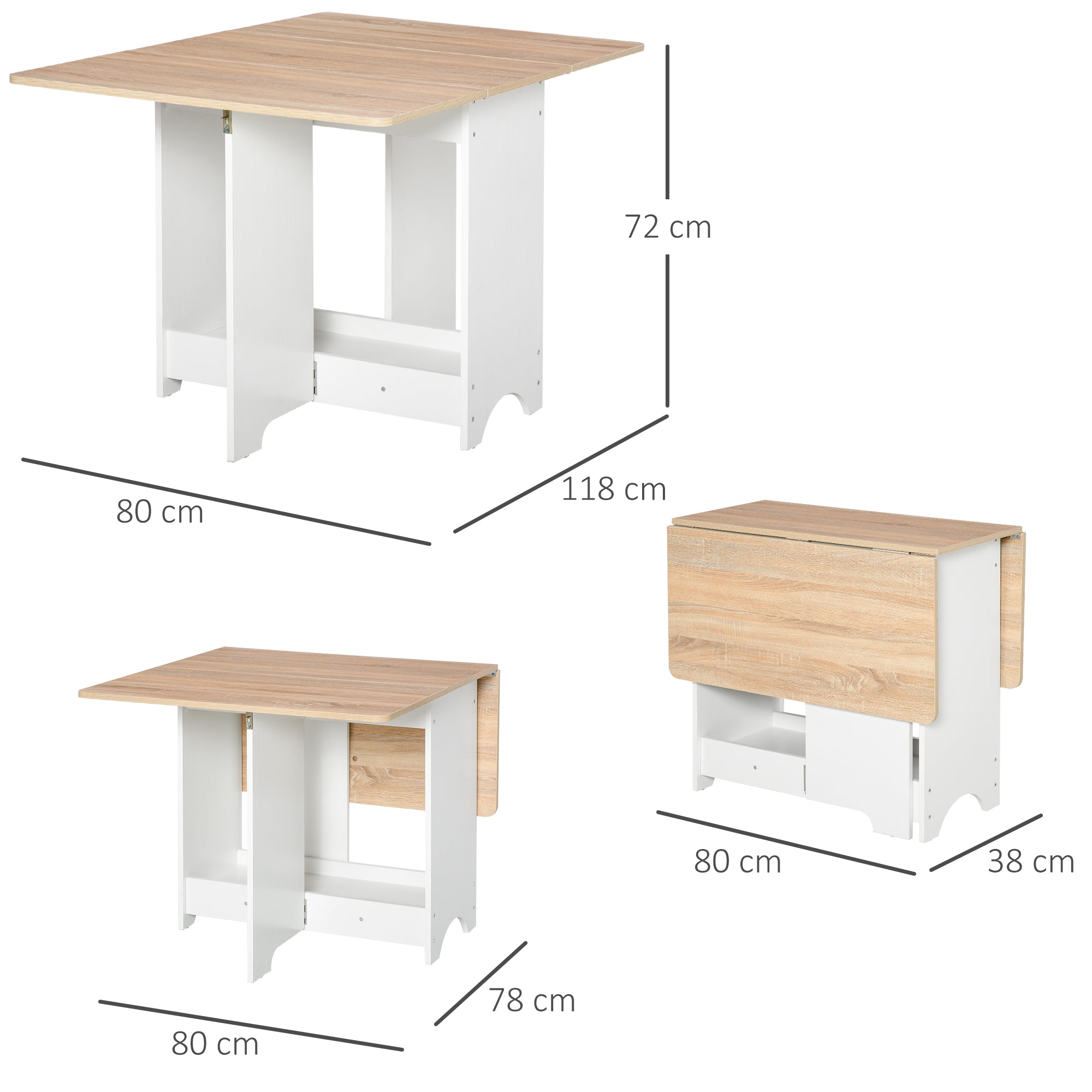 HOMCOM Foldable Dining Table Drop-Leaf Folding Desk Side Console with Storage Shelf for Kitchen,Dining Room 