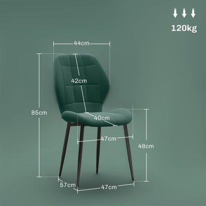 HOMCOM Set of Four Flannel Relaxed Tub Dining Chairs - Green 