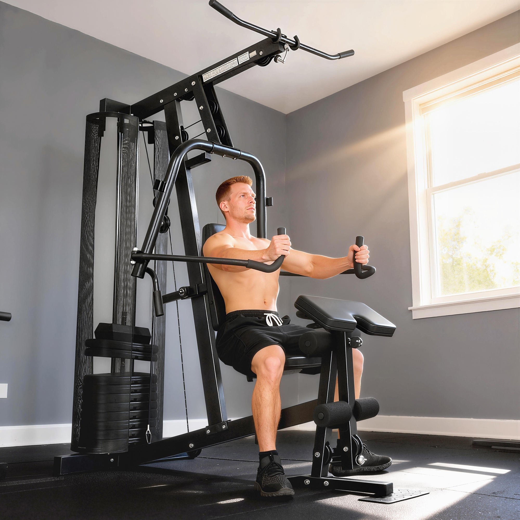 SPORTNOW Multi Gym with Adjustable Seat and Back, All in One Home Gym Machine with 45kg Weight Stack for Full Body Strength Training 