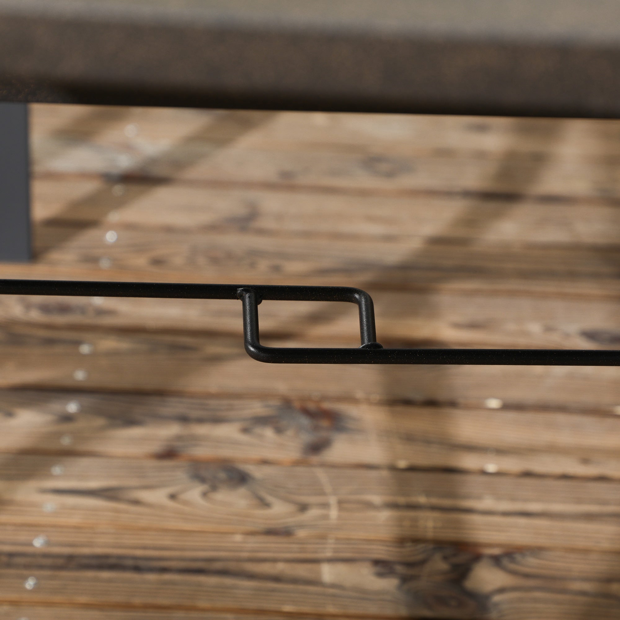 Outsunny Outdoor Garden Table Dining Table for 4 with Parasol Hole, Stone-Grain Effect PC Board Top for Patio, Garden, Brown 