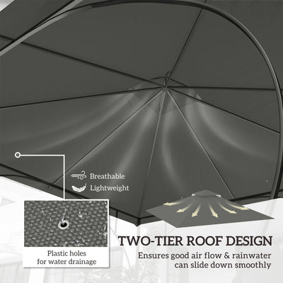 Outsunny 3x3(m) Replacement Gazebo Canopy, Double Tier Roof Top for Garden, Patio, Outdoor, Grey (TOP ONLY) 