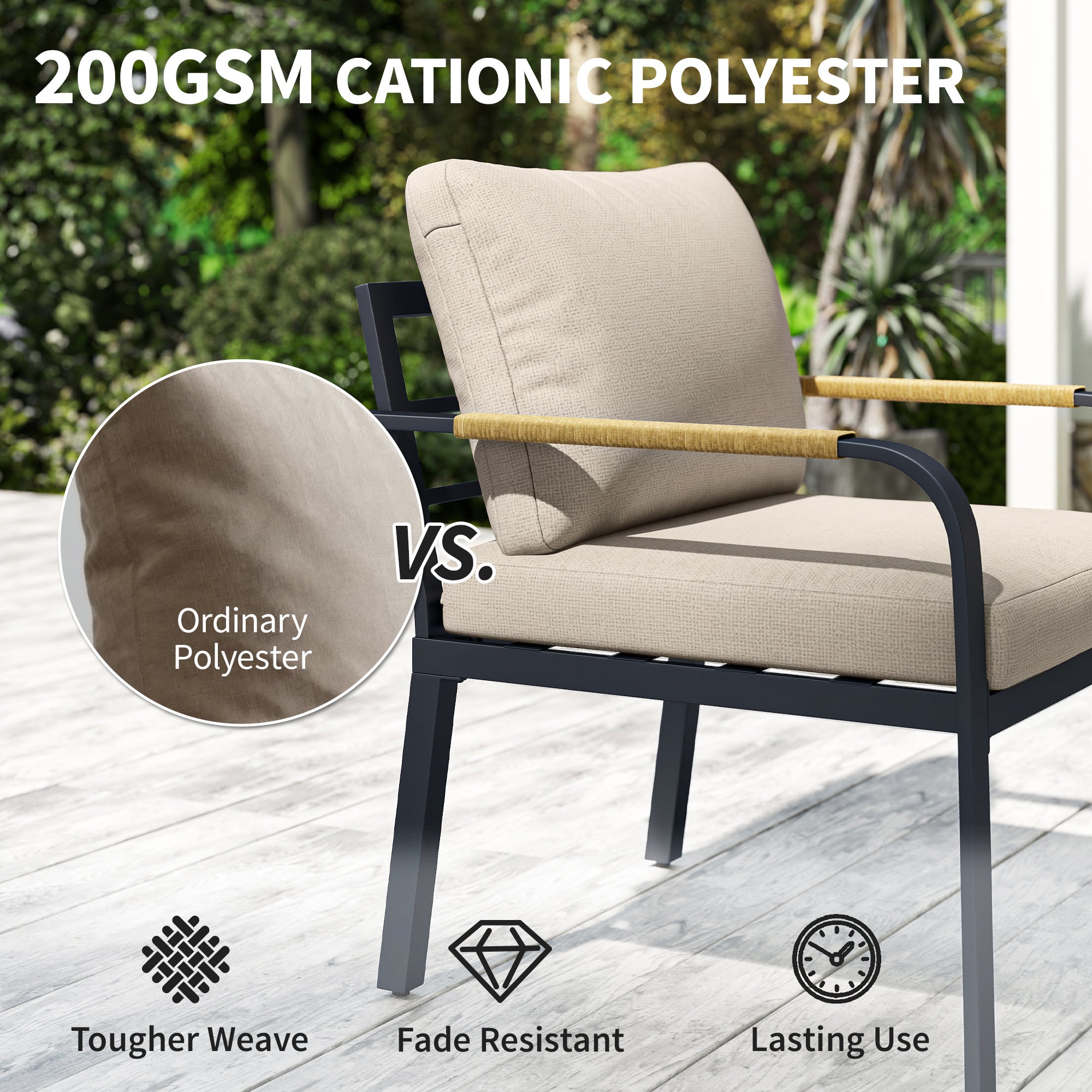 Outsunny 7 Seater Garden Furniture Set, Metal Garden Sofa Set with Cushions, Outdoor Furniture Conversation Sets, Khaki 