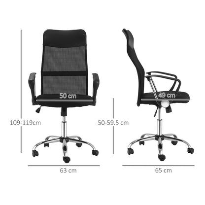 HOMCOM Ergonomic Office Chair Mesh Chair with Adjustable Height Tilt Function Black 