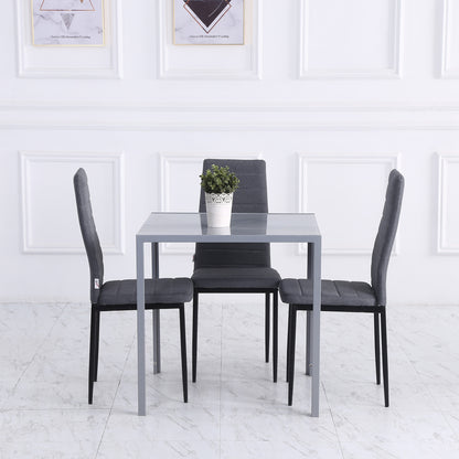 HOMCOM Modern Square Dining Table for 2-4 People, with Glass Top & Metal Legs for Dining Room, Living Room, Grey 