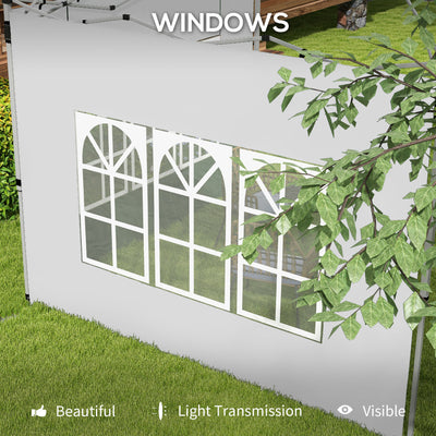 Outsunny Gazebo Side Panels, Sides Replacement with Window for 3x3(m) or 3x4m Pop Up Gazebo, 2 Pack, White 