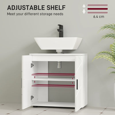 kleankin Under Sink Cabinet with Shelf - White 