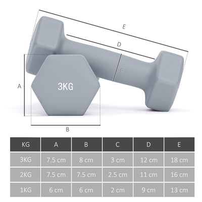 SPORTNOW Dumbbells Set with Storage Rack, 2 x 1kg, 2 x 2kg, 2 x 3kg, Green 