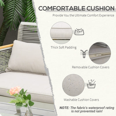 Outsunny 4 Pieces Rattan Garden Furniture Set - Grey 