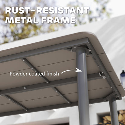 Outsunny Garden Table, Outdoor Dining Table for 6 People, 160 x 90 x 74 cm, with Rust Resistant Metal Frame, WPC Top, for Balcony, Terrace, Dark Grey 