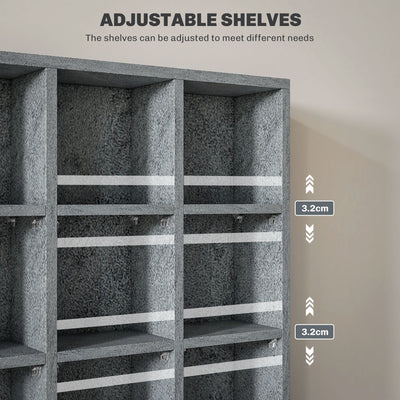 HOMCOM CD Storage Unit with Adjustable Shelves, 89 x 130.5 cm, Cement Grey 